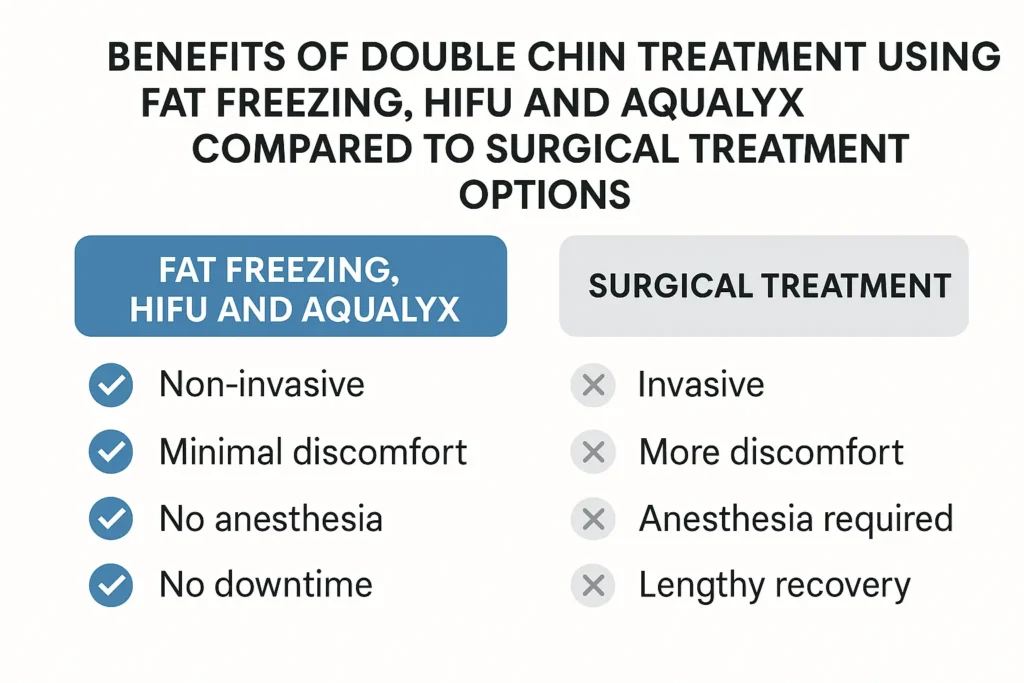 Graphic about the benefits of double chin treatment Ruislip Manor - from LA LIPO