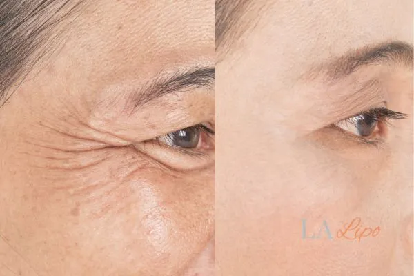 Before and after results of woman - HI-fu wrinkles reduction treatment Ruislip Manor