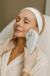 Woman receiving HIFU non surgical facelift treatment Ruislip Manor